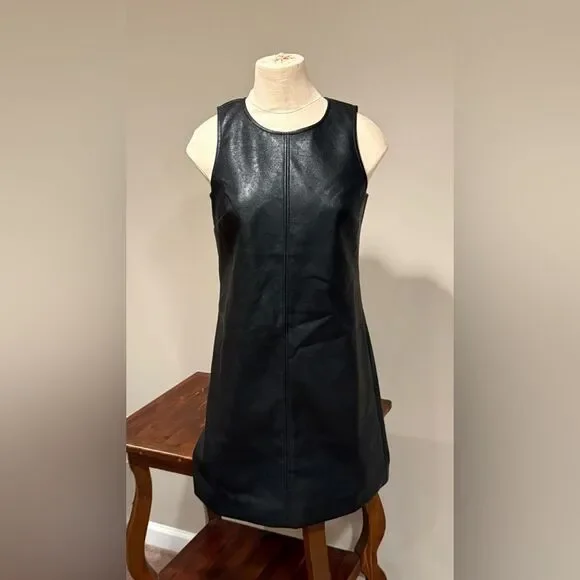 J Crew Faux Leather Sleeveless Dress Size 2P - Picture 3 of 11